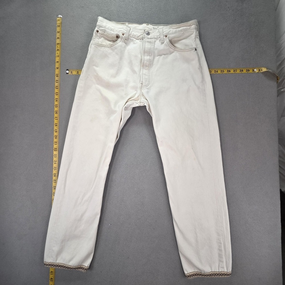 VTG Levis Jeans Womens White High Waist Made in USA Button Fly Fits 30x28